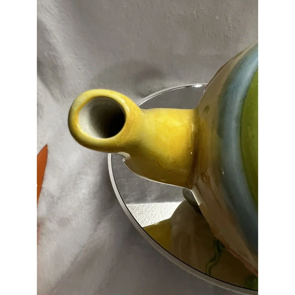 Teapot - Oneida Teapot Yellow Orange Blue Green Flowers